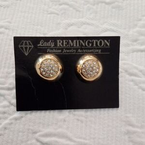 Lady Remington Gold Crystal Pavé Dome Stud Earrings - Sparkling Gold